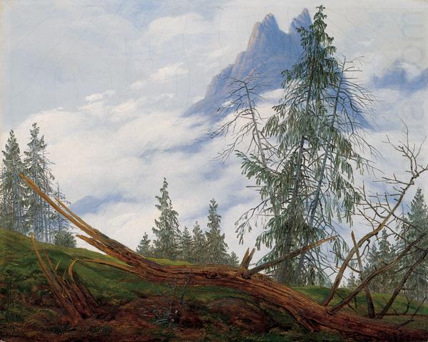 Caspar David Friedrich Mountain Peak with Drifting Clouds china oil painting image